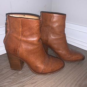 Brown Rag & Bone Round Toe Leather Booties Sz 7